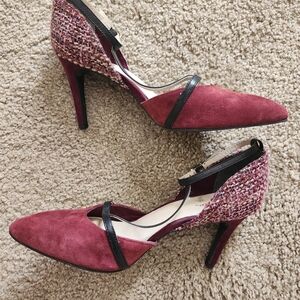 Seychelles Burgundy Suede Size 9 Leather Fabric Strappy Pumps